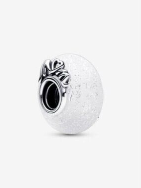 ✅NWT Pandora Glittery White Murano Glass Mom & Love Charm